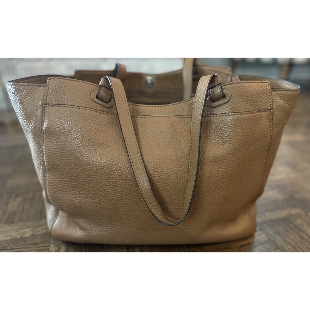 Tory Burch Thea Tan Grained Leather Tote Bag Diaper Bag As-Is